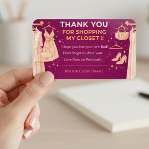 Custom Thank You Card for Poshmark Orders | Small Business Packaging Insert |50